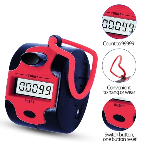 Handy Digital Click Counter - 5-Digit LCD Display, 1pc Red