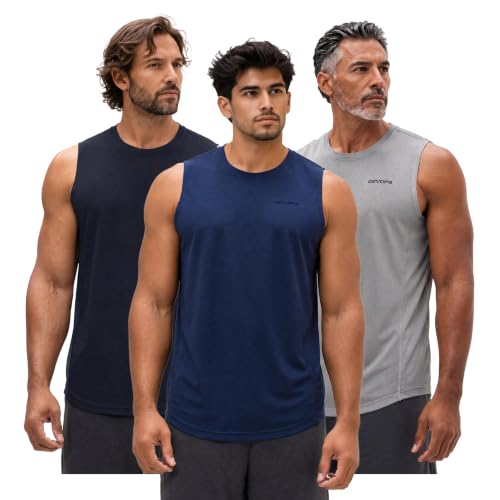 Men's Sleeveless Muscle Tank Top - 3 Pack, Moisture Wicking Activewear