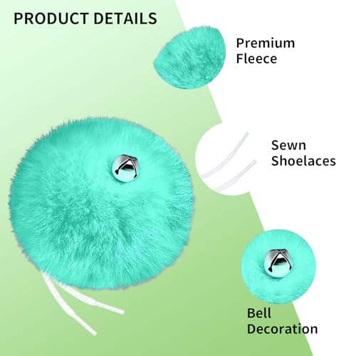 Roller Skate Pom Poms with Bells - Mint Green, 2 Pieces
