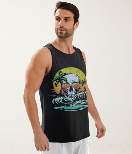 Funny Graphic Sleeveless Muscle Tank Top - XX-Large A2 Skull 02