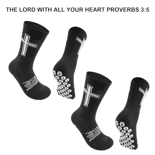 Anti-Slip Christian Soccer Socks with Rubber Dots - One Size Black