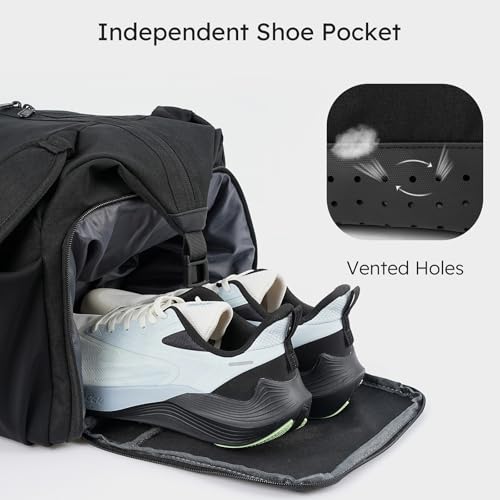Kookoomia Large Black Convertible Gym & Travel Bag with Shoes & Wet Pocket