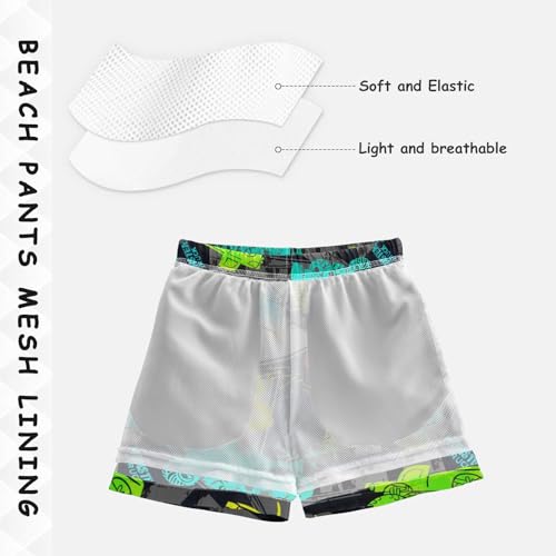Boys Toddler Swim Trunks 3T Monster Truck Car - Mesh-Lined Beach Shorts