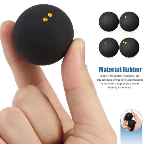4-Pack Squash Balls Set - High Bounce for Beginners & Training