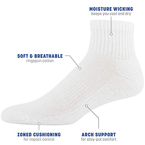 Gildan Men's Active Cotton Ankle Socks 10-Pack White Shoe Size 6-12