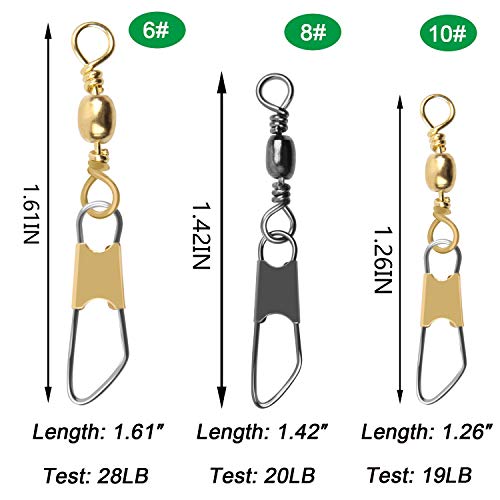 Fishing Barrel Swivel Snap Kit - 50pcs Quick Connect Swivels - Black & Gold