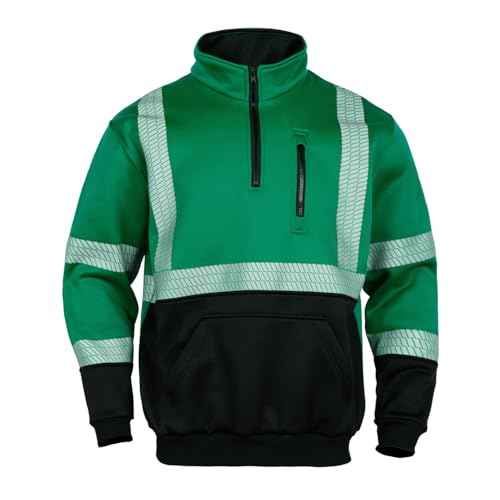 FONIRRA High Visibility Reflective Hoodies for Men Cold Weather Zip Safety Sweatshirts ANSI Class 3 Hi Vis Work Construction Jackets