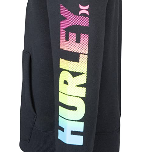 Hurley Boys' Graphic Pullover Hoodie Black Multi Large Kids Sweatshirt