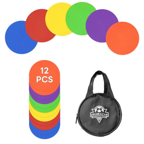 HighRazon 4 Inch Poly Spot Markers, Non-Slip Floor Dots - 12 Pcs Set