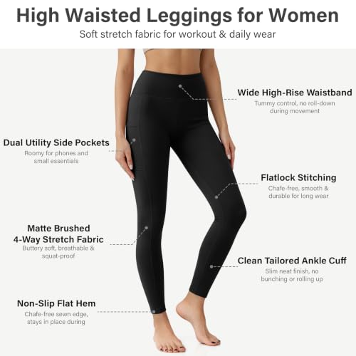 High Waist Leggings for Women - Opaque Tummy Control - Royal Blue - Large-X-Large