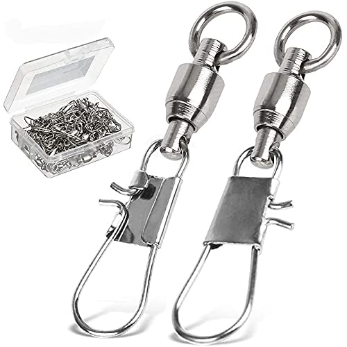 AMYSPORTS 24lb Fishing Swivels with Interlock Snap & Ball Bearing - 50 pcs