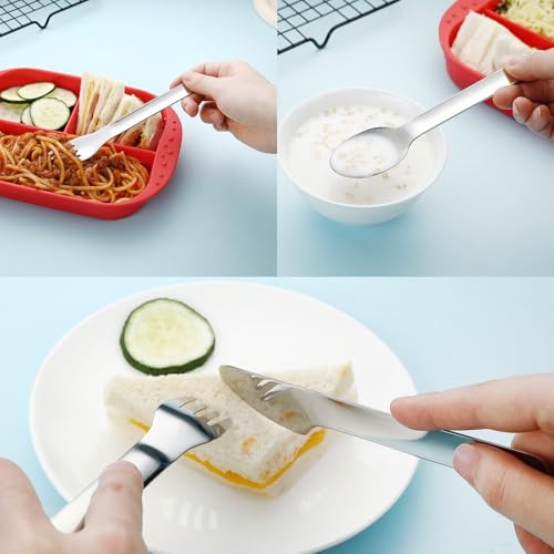 Portable Lunch Utensils Set - 4 Pcs Silverware with Case, Green