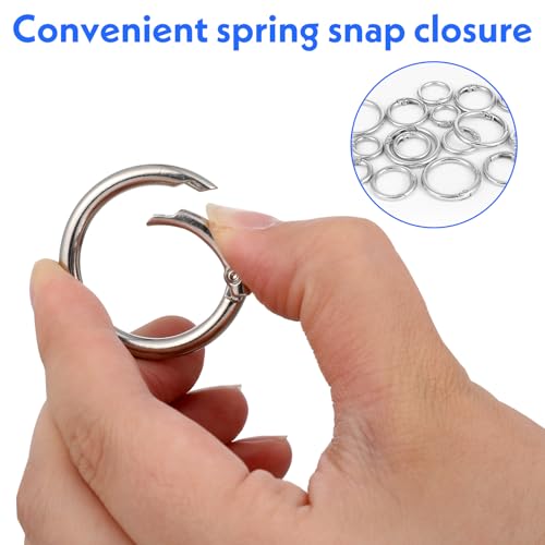 16 PCS Metal Spring Round Carabiner Clips - 4 Sizes O Rings