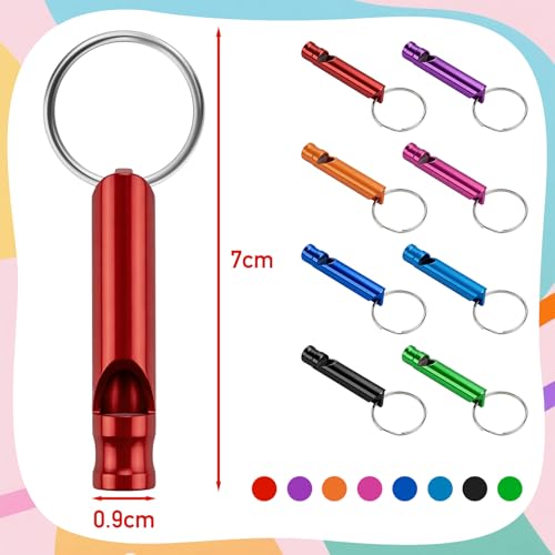 Mini Aluminum Emergency Whistles with Keychains - 24 Pieces