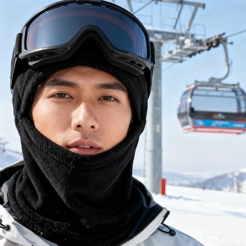 Winter Ski Balaclava Thermal Fleece Face Mask - Black & Grey, Medium