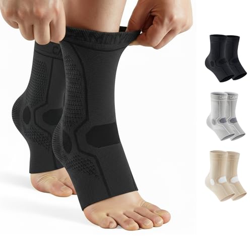 CAMBIVO Ankle Compression Sleeve Support for Men & Women, 1 Pair