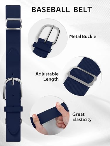 Baseball Socks and Belt Combo for Youth Boys - Navy, 8-12 Years
