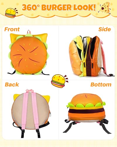 Cheeseburger Backpack Food-Shaped Novelty Bag for Kids & Adults