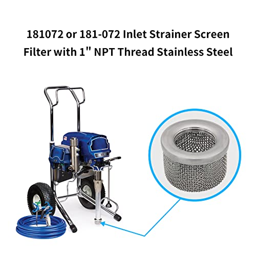 181072 or 181-072 Inlet Strainer Screen Filter with 1" NPT Thread Stainless Steel for UltraMax 795 1095 1595 GMAX 3900 5900 Ultra 750 1000 1500 Airless Paint Sprayer Suction Hose