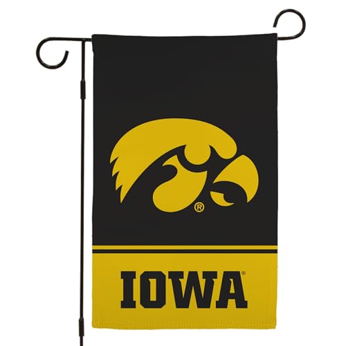 Victory Corps NCAA Licensed Iowa Hawkeyes Garden Flag - Black 12 x 18 inches