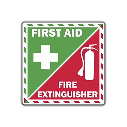 First Aid Fire Extinguisher Inside Vinyl Decal - 3" x 5" Safety Sticker