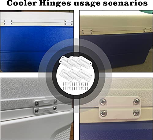 Cooler Latch Replacement Kit - High Strength Hinges & Screws - White 3-Pack