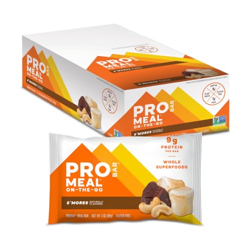 PROBAR MEAL Bar S'mores - Plant-Based Gluten-Free Vegan Meal Replacement, 12 Count