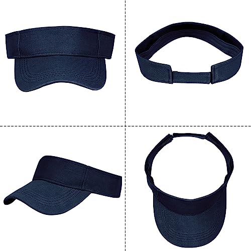 Adjustable Sport Visors Sun Hats - Navy Blue, One Size