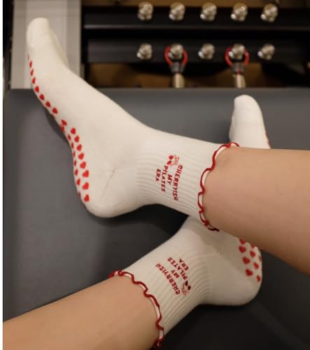 Non-Slip Pilates Socks with Grips for Yoga, Barre & Reformer - Cherry