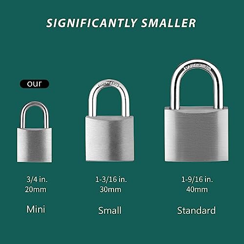 Small Aluminum Locks with Keys, 3/4-Inch Body Width Mini Locks with Same Key for Briefcase, Boxe, Lockers, Luggage,Backpack, 12 Pack