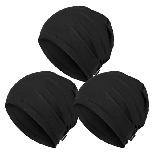 3 Pack Black Breathable Skull Caps Men Women Cycling Helmet Liners