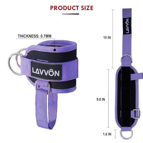 Adjustable Padded Ankle Straps for Cable Machines - Purple