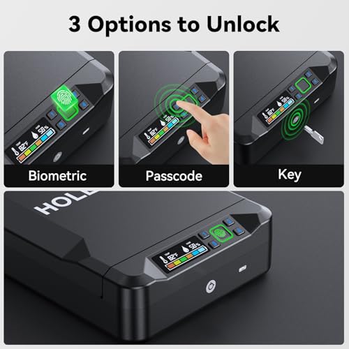 Biometric Gun Safe for Handguns - Portable Fingerprint Lock with Handle