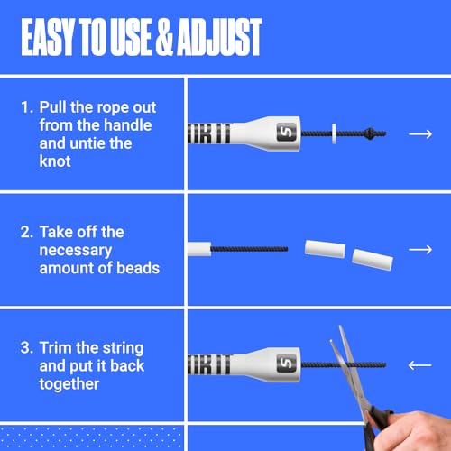 Beaded Jump Rope - Adjustable Length for Kids & Adults - White