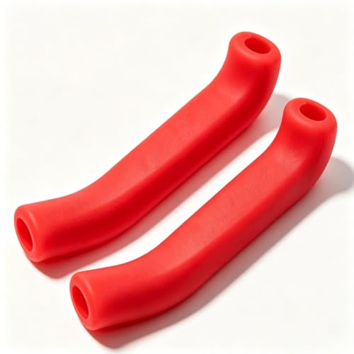 Anti-Slip Bike Brake Grip Covers - Shockproof Silicone - Red