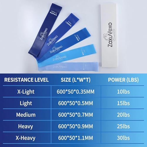 5-Pack Resistance Bands Set - Elastic Workout Bands - Blue