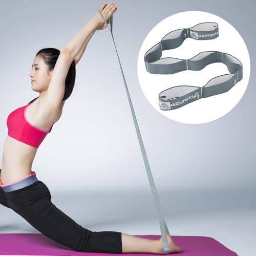 Elastic Yoga Stretching Strap - 33" Multi-Loop Gray Strap for Pilates, Dance & Gymnastics