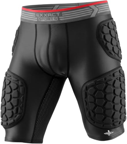 Exxact Sports Elite 5-Pad Adult Football Girdle Black Medium with Cup Pocket