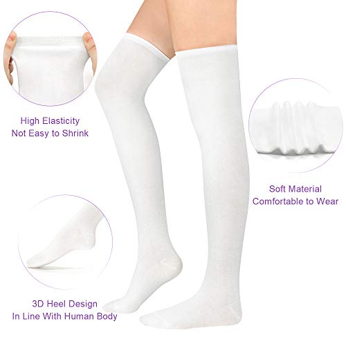 Knee High & Thigh High Socks - Warm Striped Cosplay - One Size White Solid