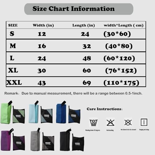 Quick Dry Microfiber Beach Towel - Lightweight Compressed 12"x24" - Light Purple