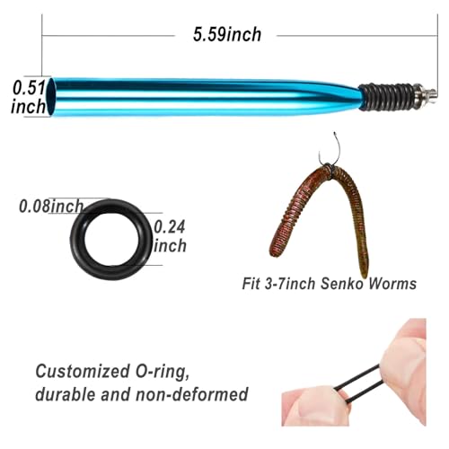 Wacky Rig Tool Kit with 10 O-Rings - Blue Fishing Rigging Tool