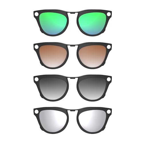 4Pcs Polarized Clip-on for Ray-Ban Meta Skyler & Gen 2 (RW4010/RW4014 52-20), Black Frame Discoloration Clips for RayBan Skyler Protect Your Eyes, Cool and Fashion(Silver, Grey, Brown, Green)