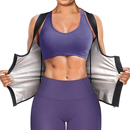 Women’s Sauna Suit Vest Waist Trainer - Lightweight Zipper Sweat Tank Top