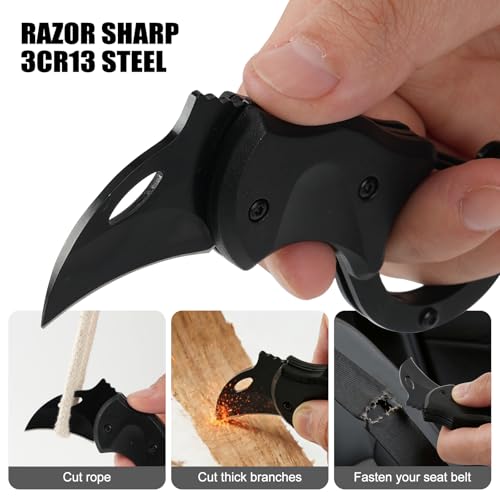 Mini Box Cutter Keychain Tool - Compact EDC Gadget for Men - Black