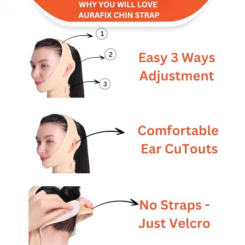 AURAFIX Medium Beige Post-Surgical Chin Strap - Neck & Chin Compression Bandage for Recovery