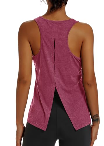 Womens Yoga Tank Top - Back Split Tie Workout Activewear