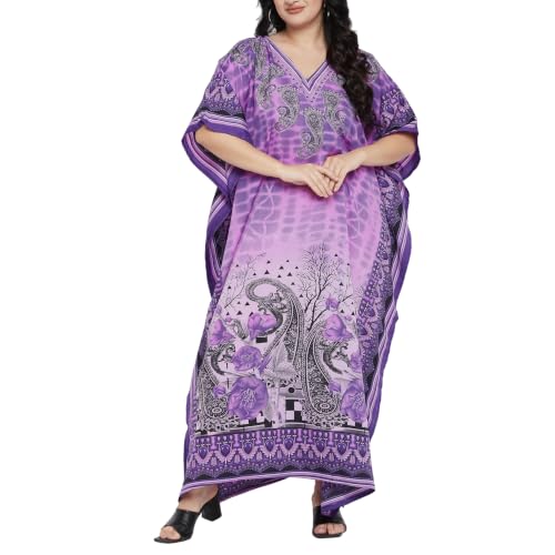 Oussum Women Plus Size Kaftan Kimono Maxi Dress – Multi-Color