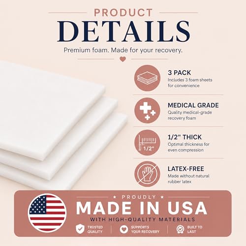 Premium Lipo Foam Sheets 3 Pack - Medical-Grade Post-Surgery Support Made in USA