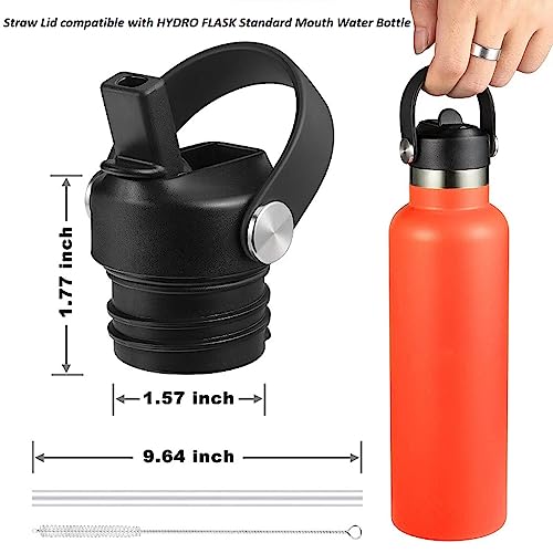Replacement Straw Lid for Standard Mouth Bottles - Black