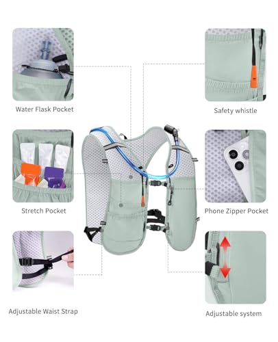 ECOHUB Green Hydration Vest with 2L Water Bladder Lightweight Backpack